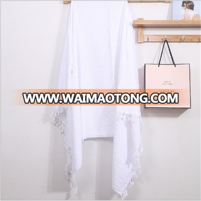 White Haji Towel Jacquard Patter With Tassel  Cheap Price Custom Made Worship Towel Haji Ihram Towel High Quality